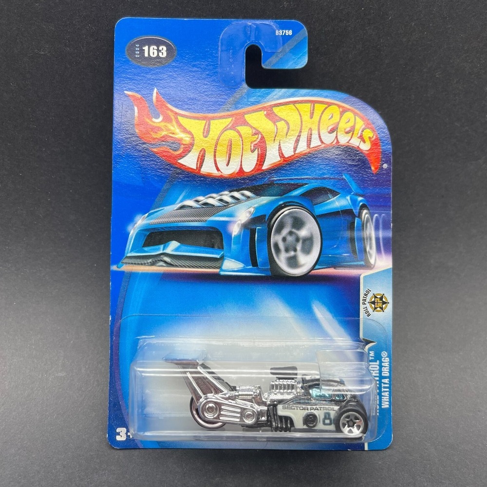 Hot Wheels Roll Patrol Whatta Drag Three Wheel Police Car Black Diecast 1/64 163